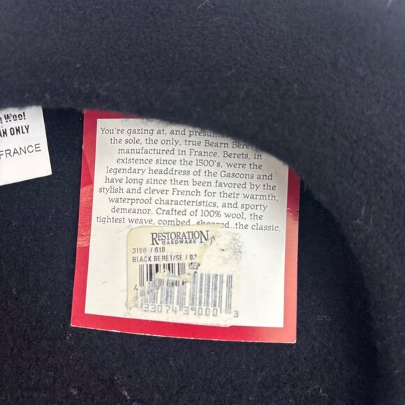 Restoration Hardware Black Beret Hat Virgin Wool The Last Of The True French Ber main image 9
